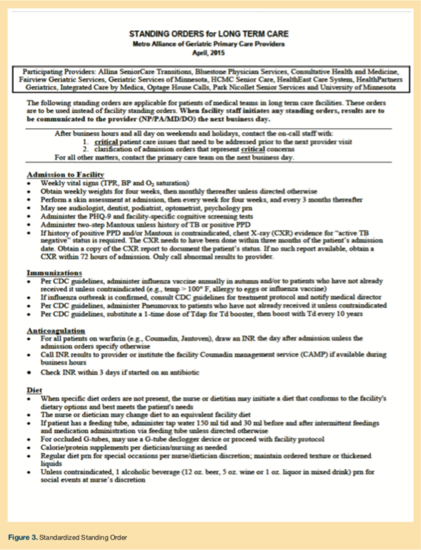 Standardization of Standing Orders in LongTerm Care